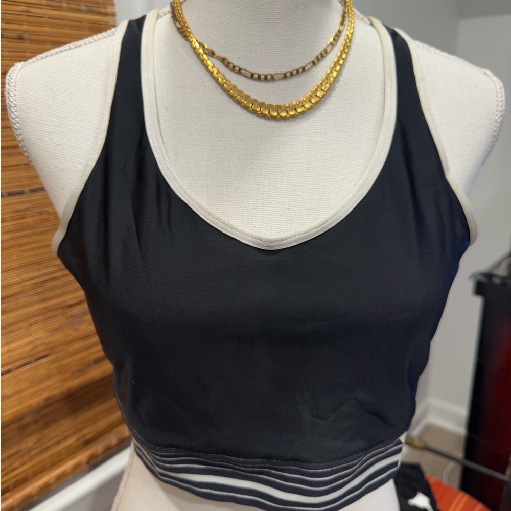 Black and White Athletic Crop Top